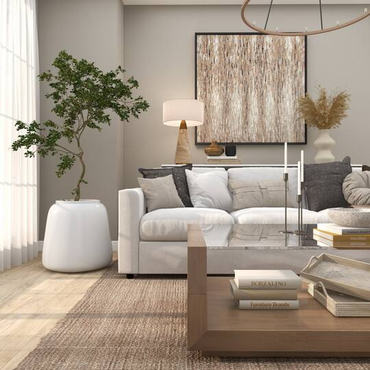 20" White Modern Wide Floor Vase